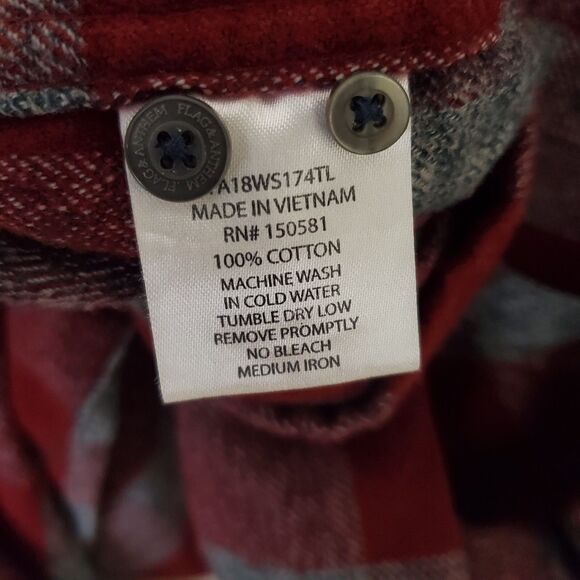 Flag & Anthem Mens XXL Tall Flannel Shirt Red Plaid Long Sleeve Button Down - Picture 6 of 7